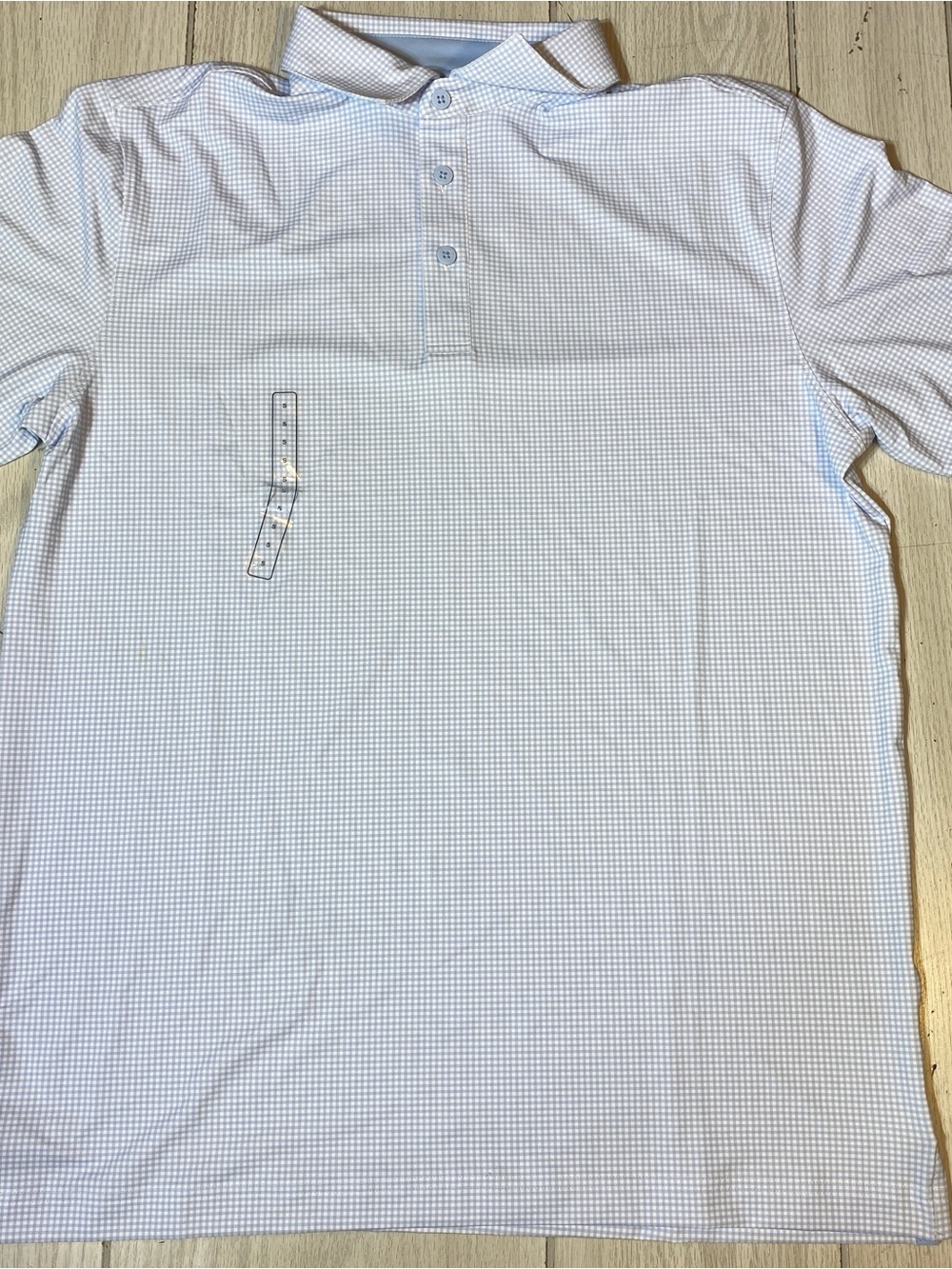 Walter Hagen Men's Golf Polo Shirt Small Blue White Plaid Short Sleeve NWT!